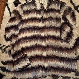 BCBG MAXAZRIA Silk brown/blk/gray flame pattern, M